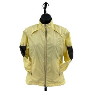Nike Windbreaker Jacket WMNS S Yellow Full Zip, Reflective Sleeves, Lightweight